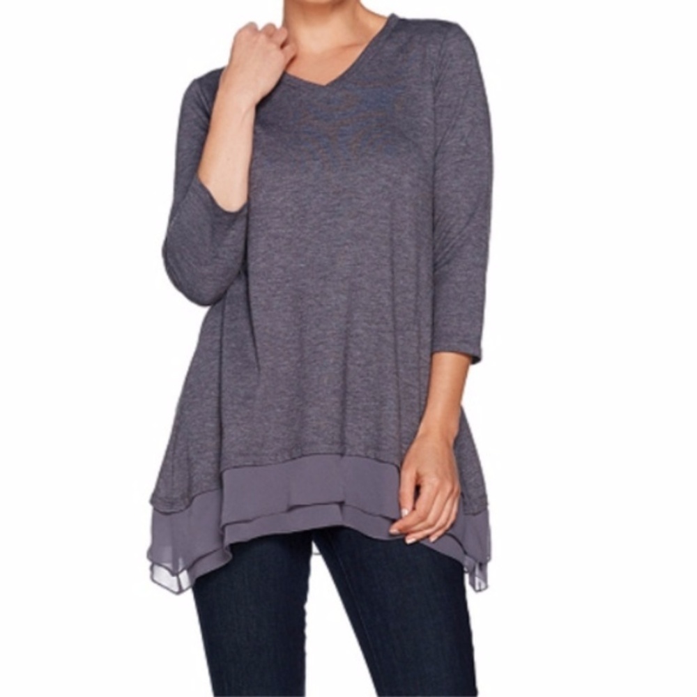 LOGO Lounge by Lori Goldstein French Terry Top- XS